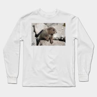 Baby marmot in Mount Rainier National Park Long Sleeve T-Shirt